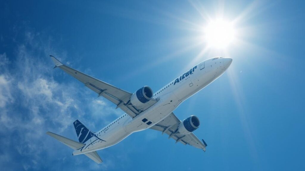 Airbus voando com sol